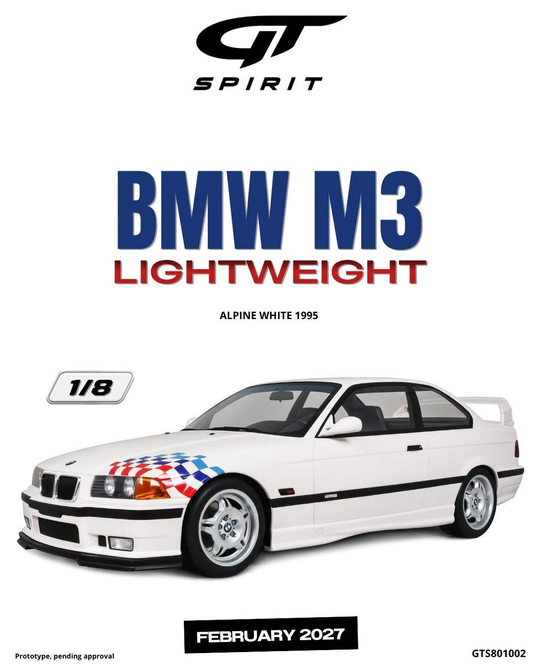 1:8 GT Spirit - 1995 BMW M3 (E36) Lightweight Weiß *with Showcase*