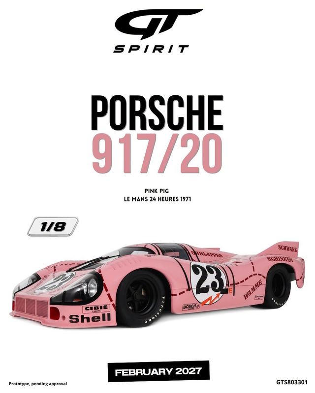 1:8 GT Spirit - Porsche 917/20 #23 „Pink Pig“ 24h Le Mans 1971 R. Joest / W. Kauhsen – Pink
