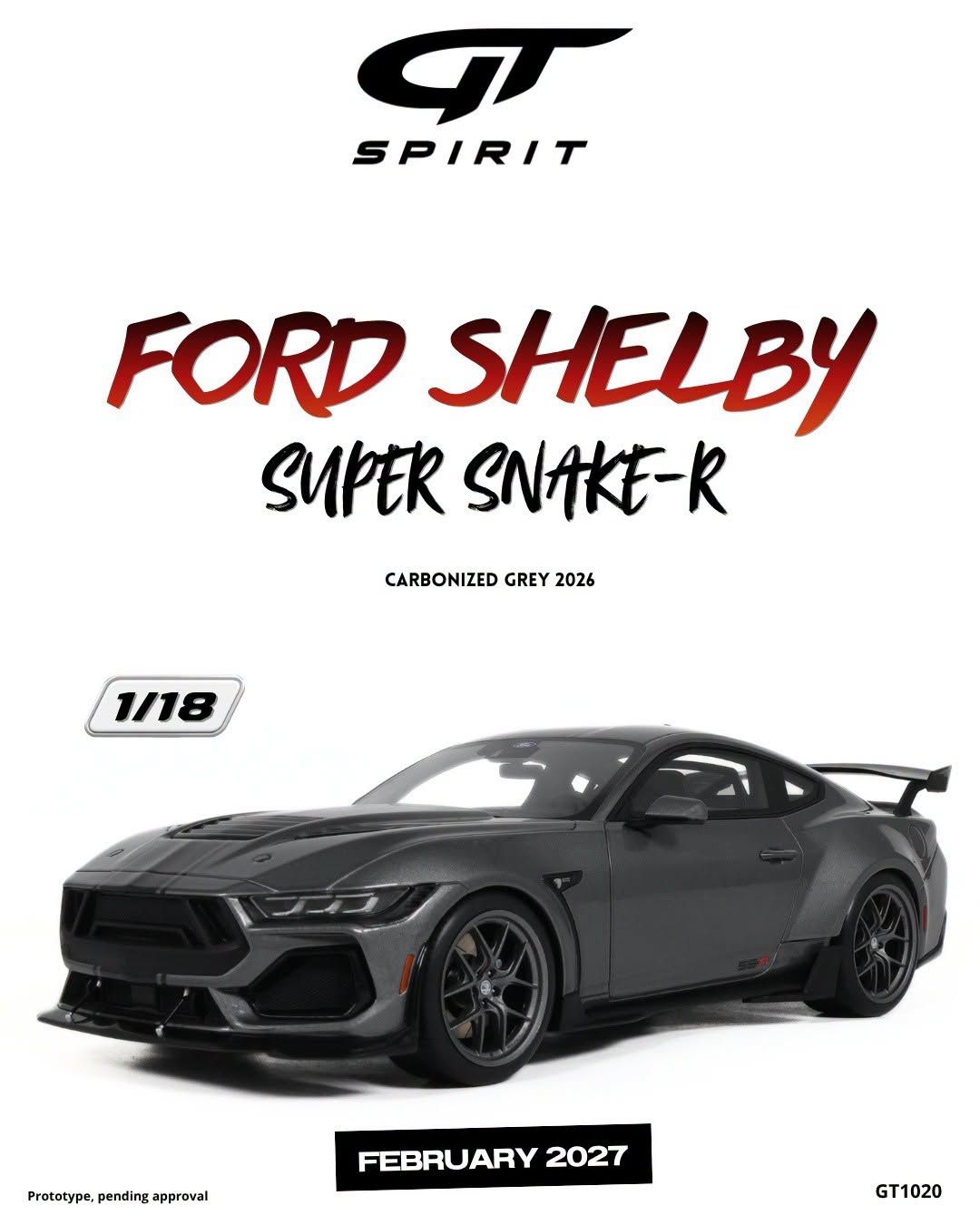 1:18 GT Spirit - 2026 Ford Mustang Shelby Super Snake Coupé Carbon Grey