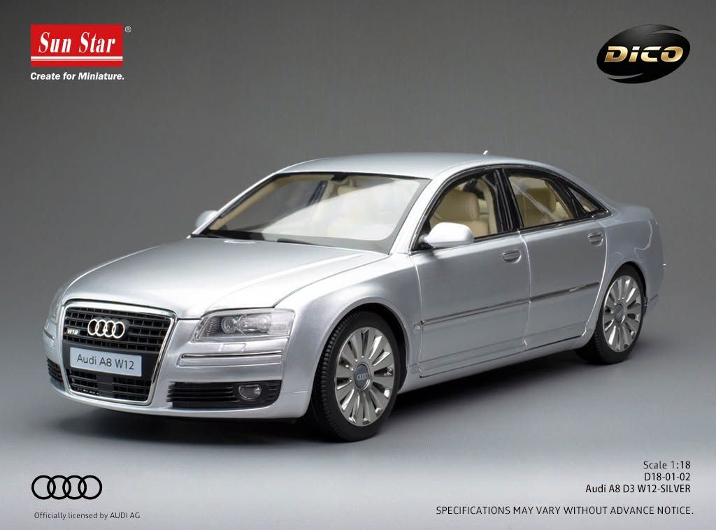 1:18 Sunstar - 2008 Audi A8 (D3) 6.0 W12 Silver