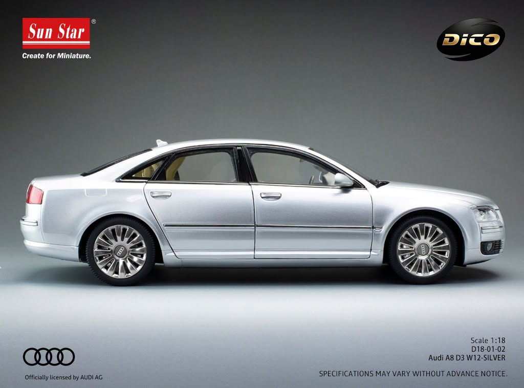 1:18 Sunstar - 2008 Audi A8 (D3) 6.0 W12 Silver
