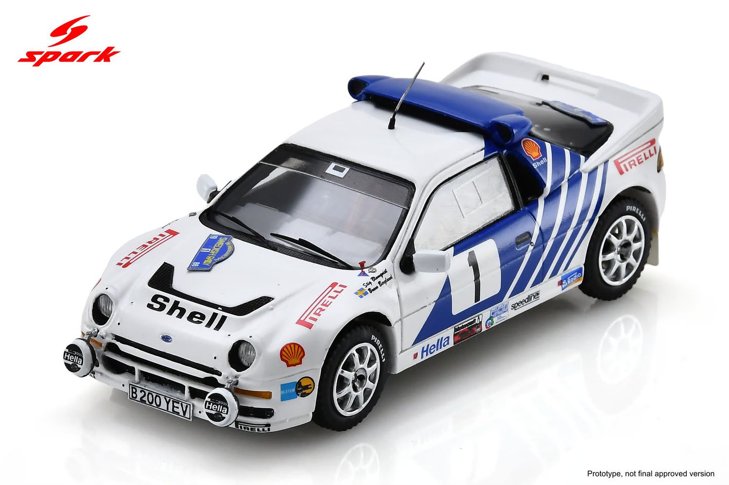 1:43 Spark - Ford RS200 #1 Swedish Rally 1986 S. Blomqvist / B. Berglund