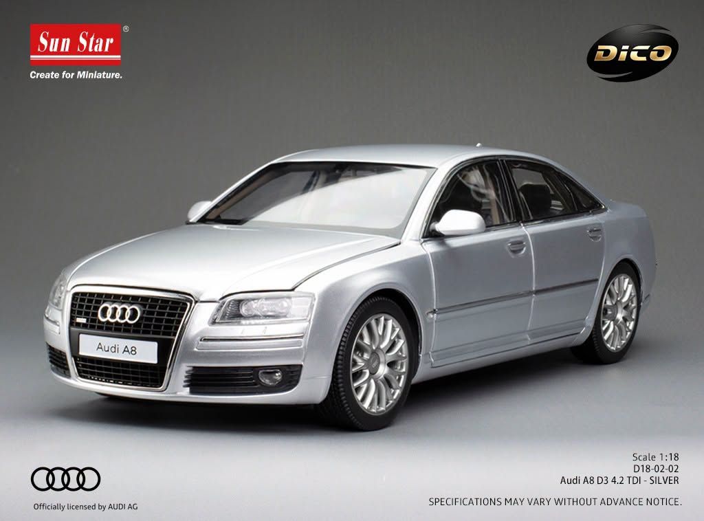 1:18 Sunstar - 2008 Audi A8 (D3) 4.2 TDI Silver
