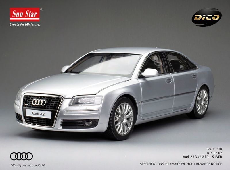 1:18 Sunstar - 2008 Audi A8 (D3) 4.2 TDI Silver 1:18 Sunstar - 2008 Audi A8 (D3) 4.2 TDI Silver