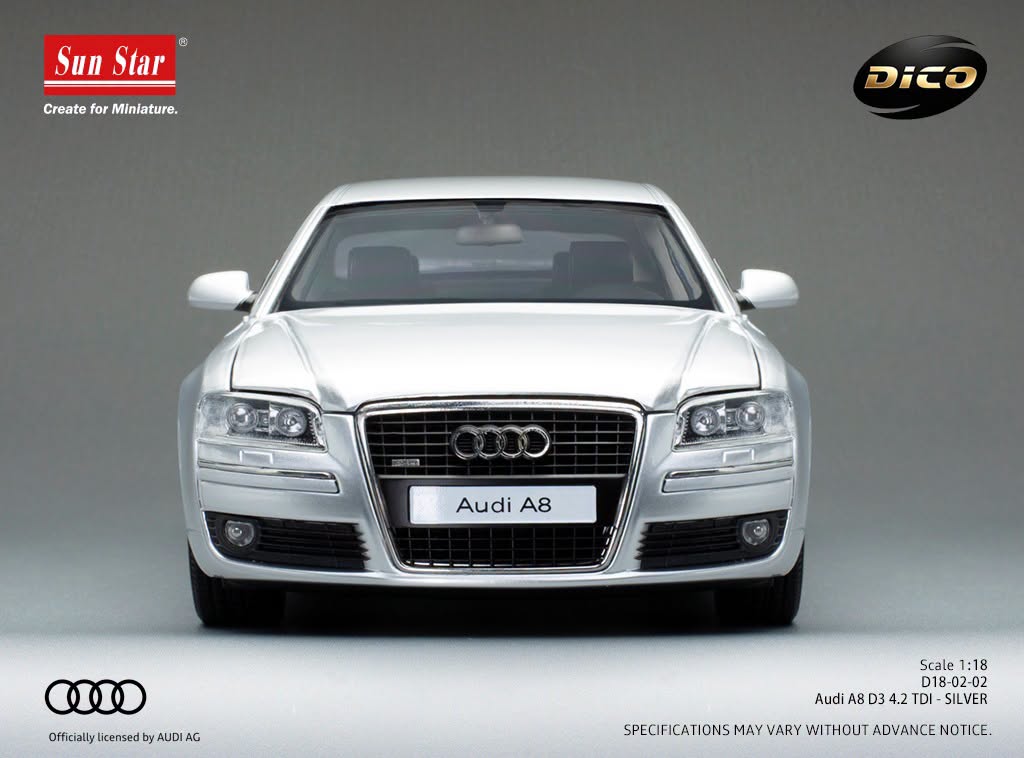 1:18 Sunstar - 2008 Audi A8 (D3) 4.2 TDI Silver