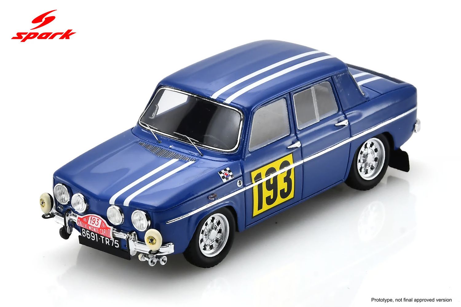 1:43 Spark - Renault 8 Gordini 1300 #193 Rallye Monte Carlo 1967 J.-C. Andruet / J. Rabate
