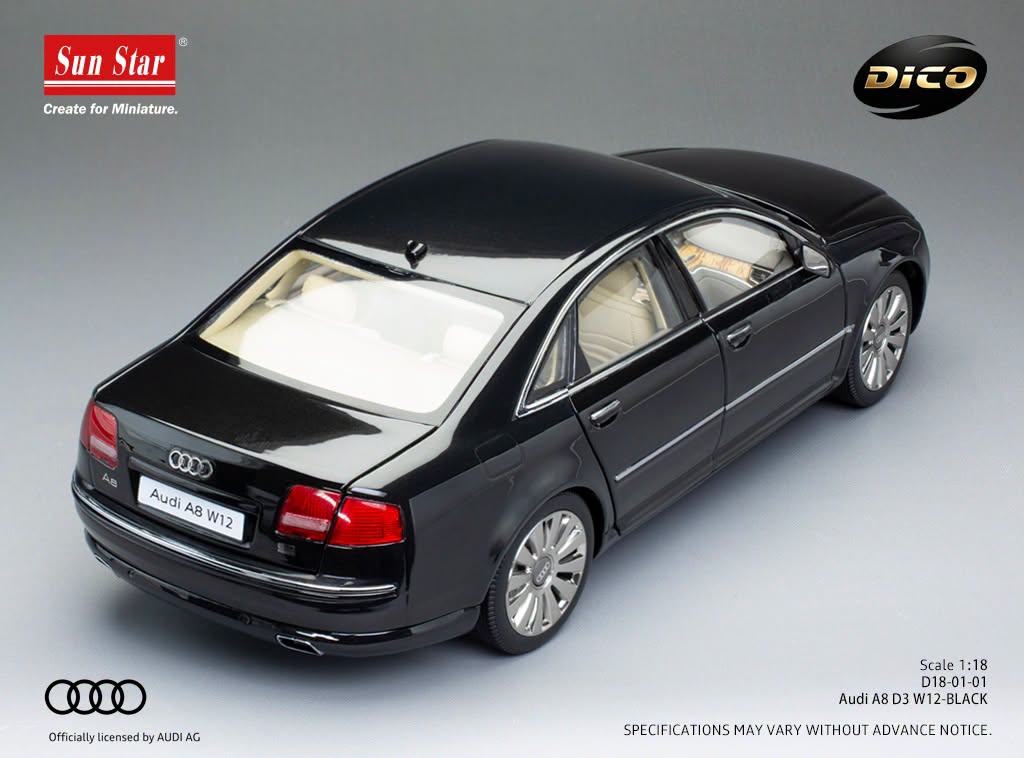 1:18 Sunstar - 2008 Audi A8 (D3) 6.0 W12 Black