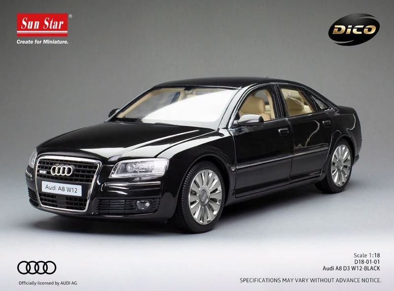 1:18 Sunstar - 2008 Audi A8 (D3) 6.0 W12 Black 1:18 Sunstar - 2008 Audi A8 (D3) 6.0 W12 Black