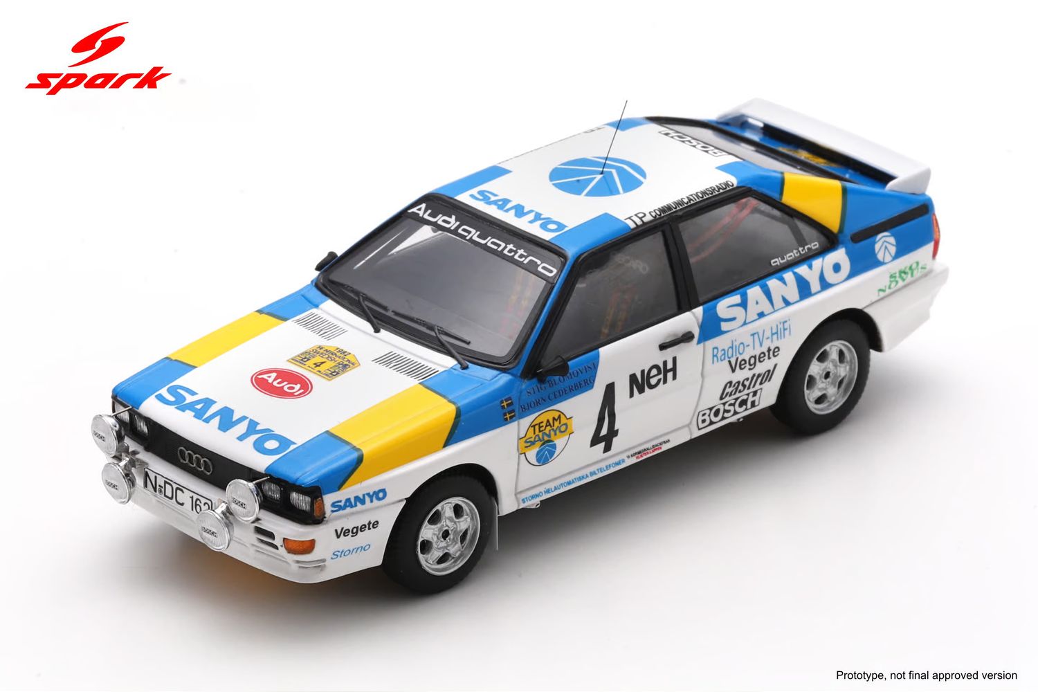 1:43 Spark - Audi quattro #4 Swedish Rally 1982 S. Blomqvist / B. Cederberg – Sieger