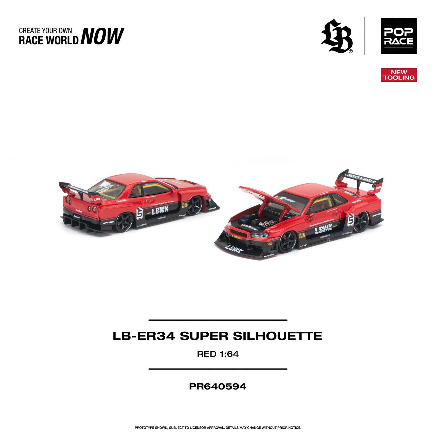 1:64 Pop Race Limited - LB-ER34 Super Silhouette, red/black
