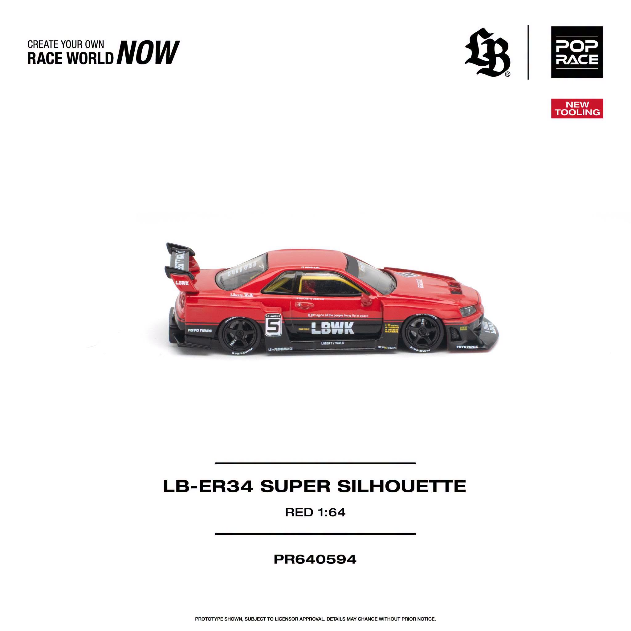 1:64 Pop Race Limited - LB-ER34 Super Silhouette, red/black