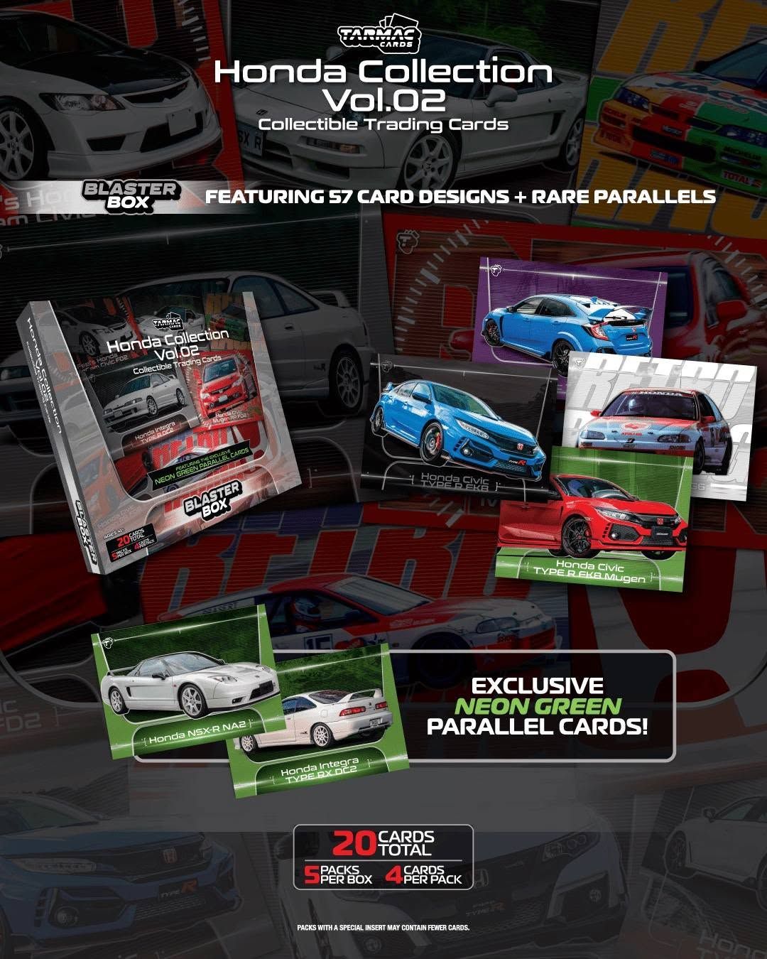 1:64 Tarmac Cards - Honda Collection Vol.02 *1 Pack with 4 Cards*
