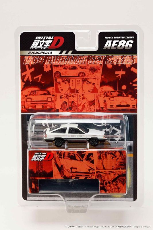 1:64 Hobby Japan - Toyota Sprinter Trueno (AE86) Initial D Takumi Fujiwara vs Keisuke Takahashi *Re-Release with a Special Collectible Card included*