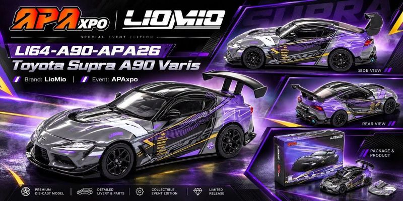 1:64 Liomio - Toyota Supra A90 Varis, purple/black *APAxpo Exclusives*