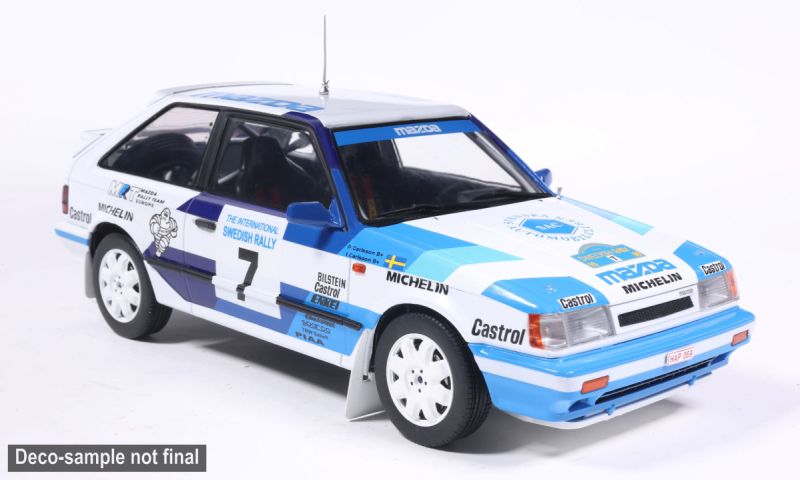 1:18 MCG - Mazda 323 4WD Turbo #7 Rally Sweden 1989 I. Carlsson / P. Carlsson 1:18 MCG - Mazda 323 4WD Turbo #7 Rally Sweden 1989 I. Carlsson / P. Carlsson