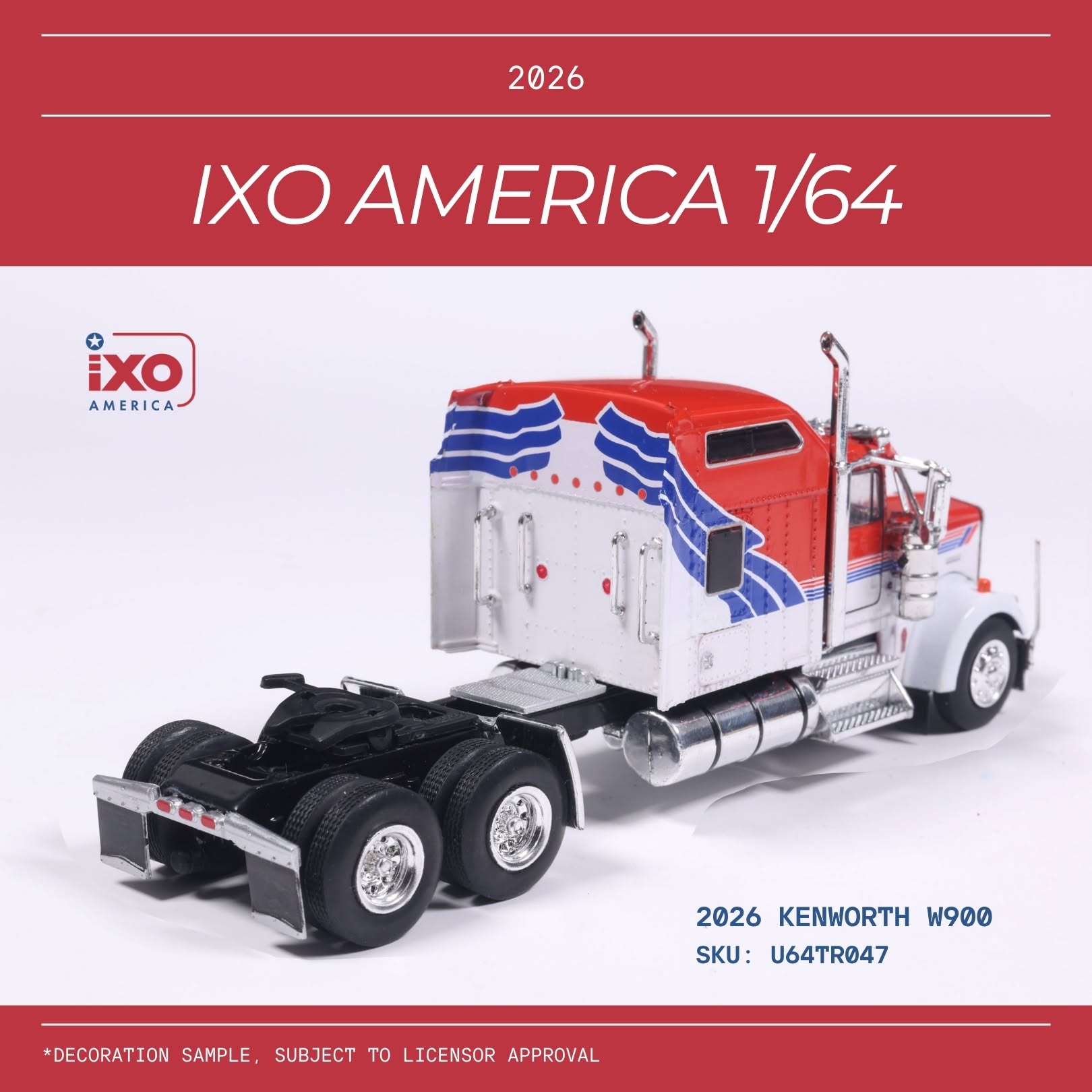 1:64 Ixo USA - 1994 Kenworth W900 Red White