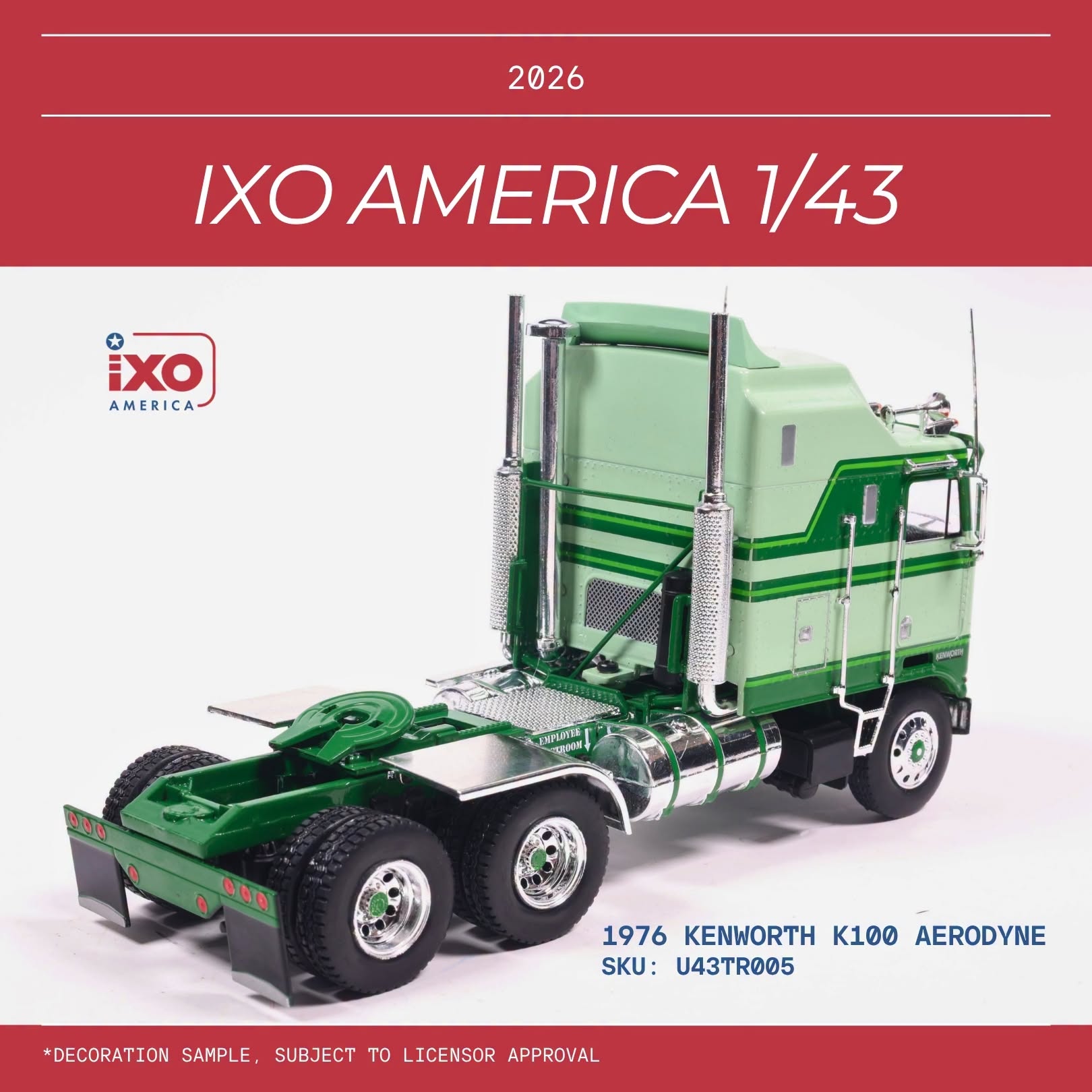 1:43 Ixo USA - 1976 Kenworth K100 Aerodyne Light Green Dark Green