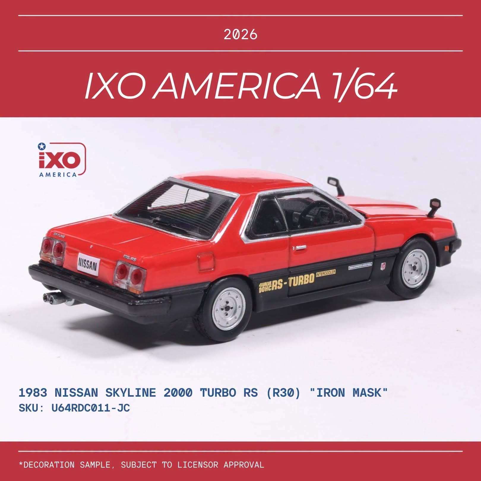 1:64 Ixo USA - 1983 Nissan Skyline 2000 RS Turbo (R30) Iron Mask Red Black