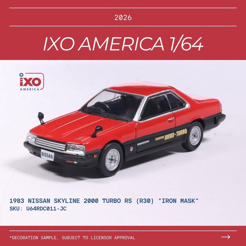 1:64 Ixo USA - 1983 Nissan Skyline 2000 RS Turbo (R30) Iron Mask Red Black 1:64 Ixo USA - 1983 Nissan Skyline 2000 RS Turbo (R30) Iron Mask Red Black