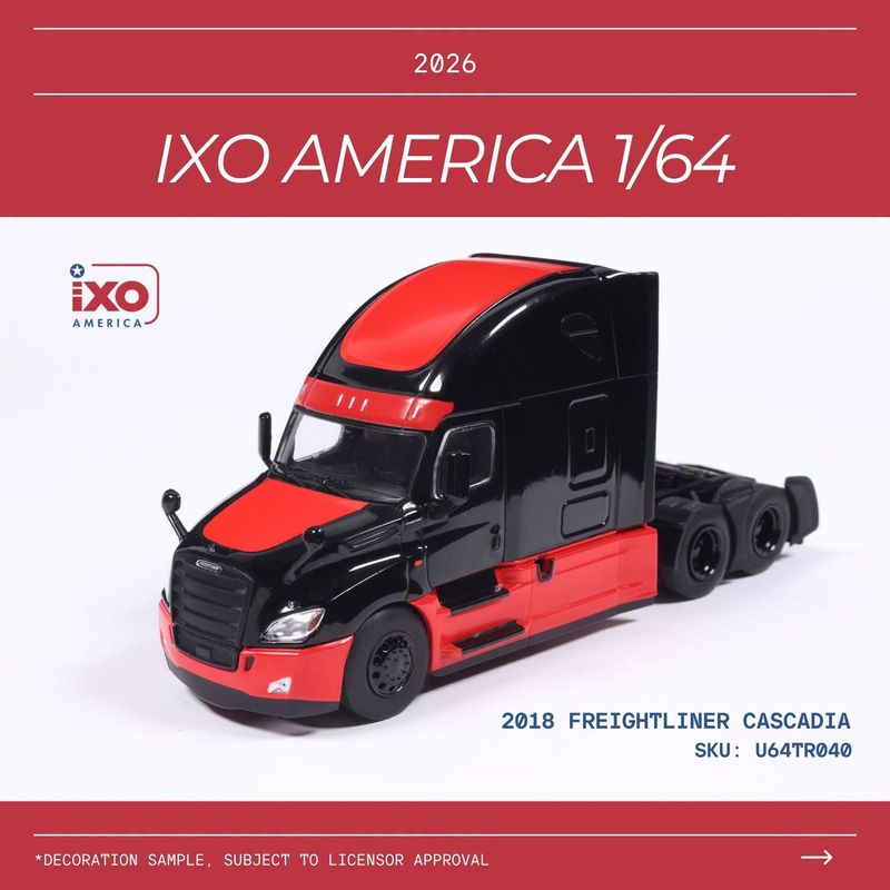 1:64 Ixo USA - 2018 Freightliner Cascadia Black Red 1:64 Ixo USA - 2018 Freightliner Cascadia Black Red