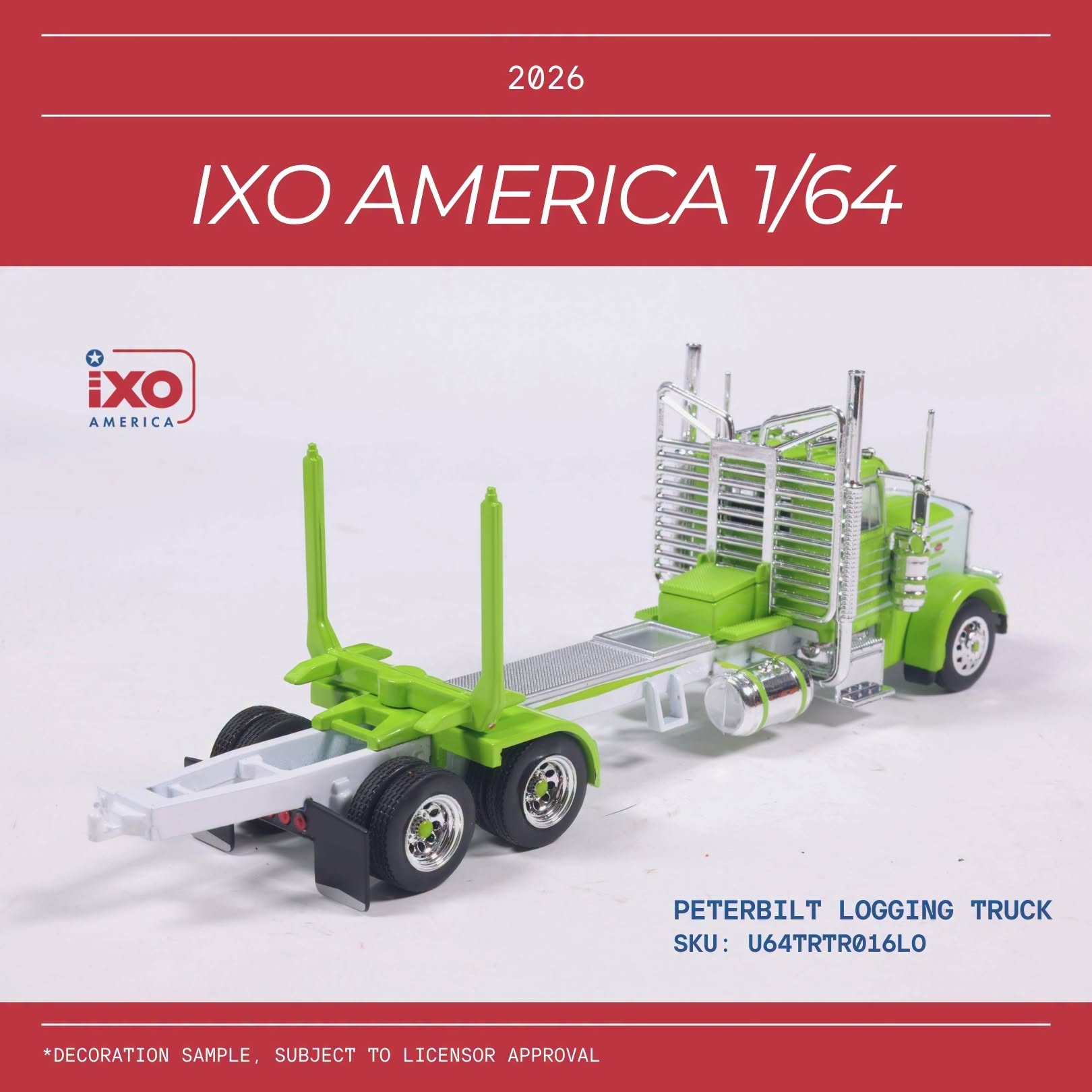 1:64 Ixo USA - Peterbilt Logging Truck Light Green