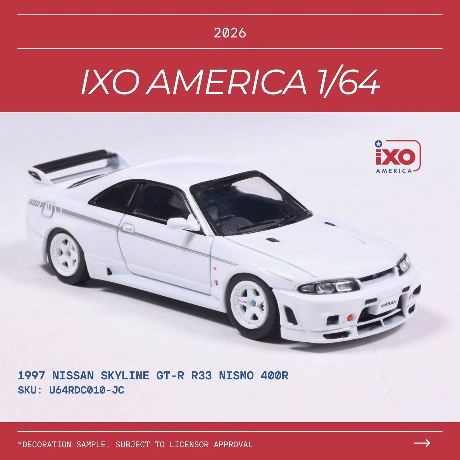 1:64 Ixo USA - 1997 Nissan Skyline GT-R (R33) Nismo 400R White