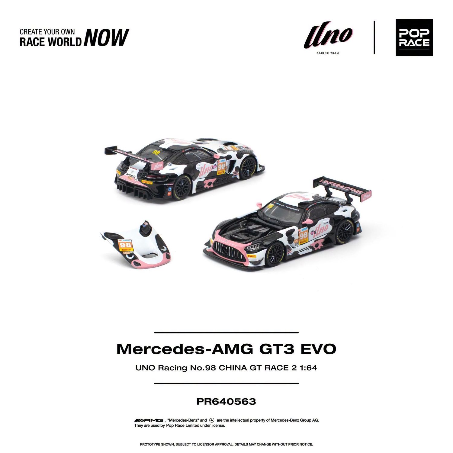 1:64 Pop Race Limited - Mercedes-AMG GT3 Evo Uno Racing #98 China GT Race 2 *Mumu*
