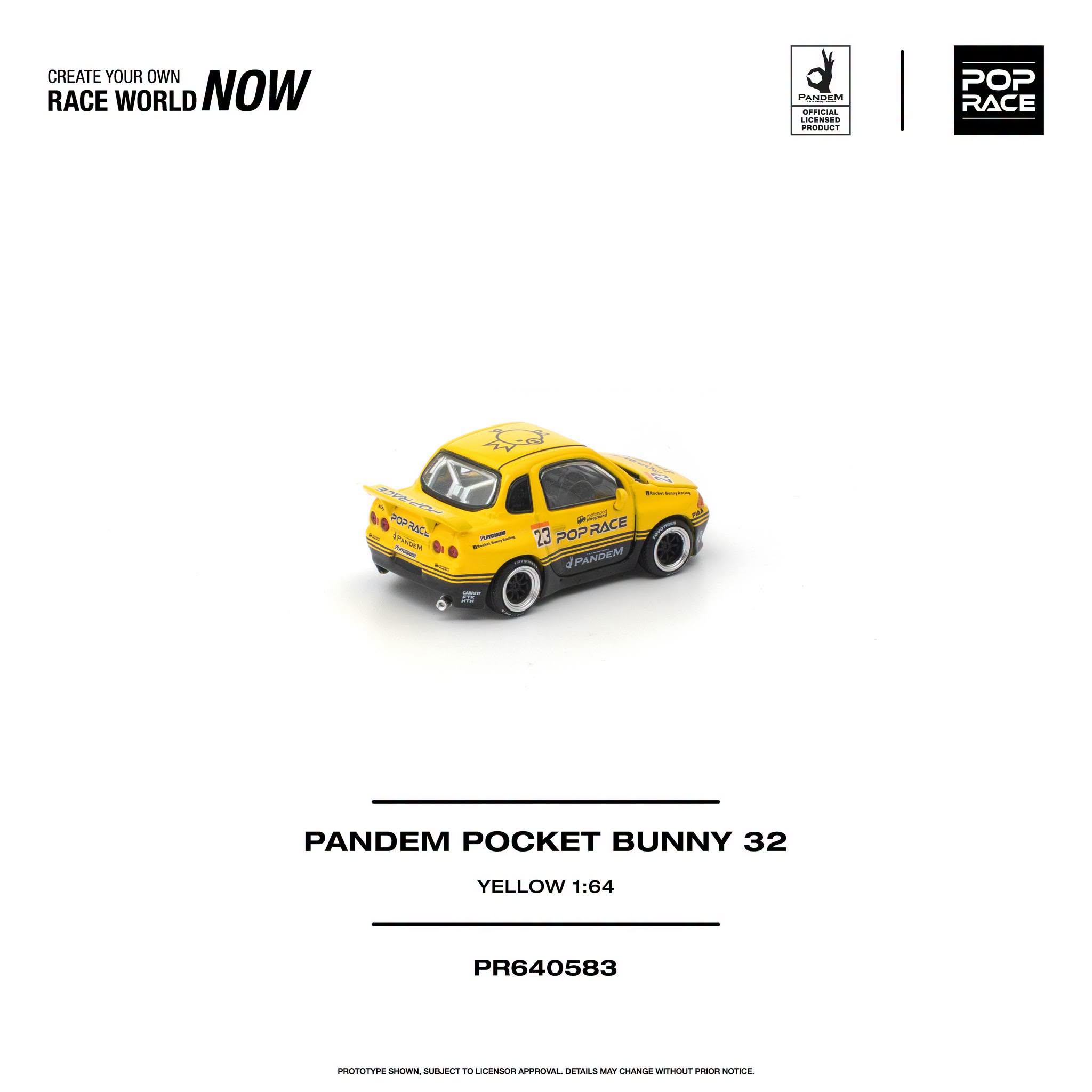 1:64 Pop Race Limited - Pandem Pocket Bunny Nissan Skyline 34, Yellow