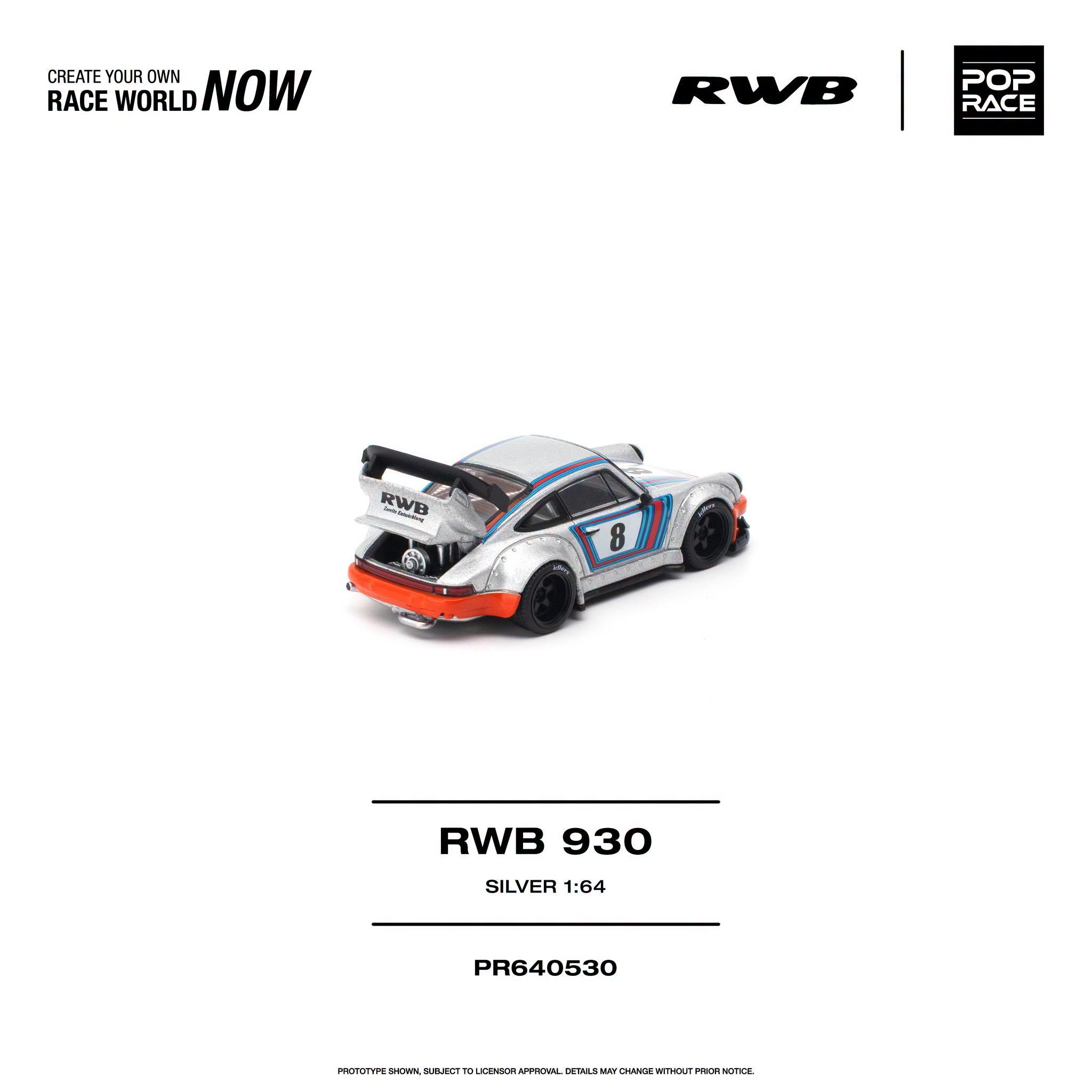 1:64 Pop Race Limited - Porsche RWB 930, silver