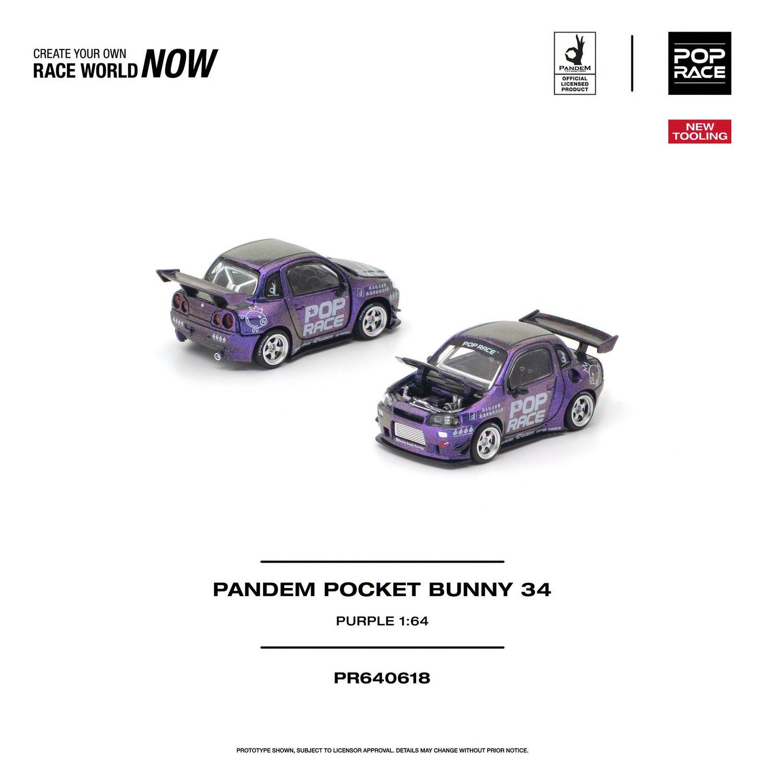 1:64 Pop Race Limited - Pandem Pocket Bunny Nissan Skyline 34, purple
