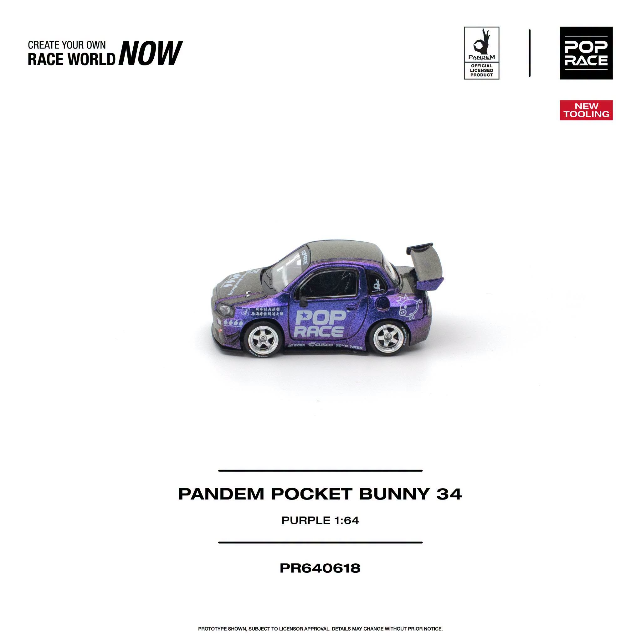 1:64 Pop Race Limited - Pandem Pocket Bunny Nissan Skyline 34, purple