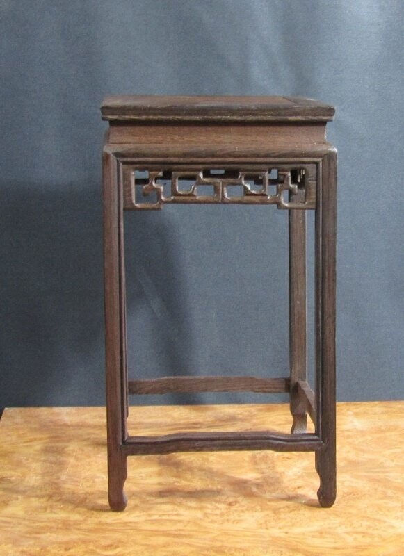 Bonsai table in Wenge, 14x14x25cm, fret work skirt on 4 sides. EXACT ITEM OFFER