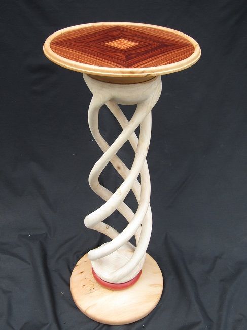 Kingwood & Brazillian Tulipwood side table hollow twist leg31" tall. Hand carved in UK. POA, call the office