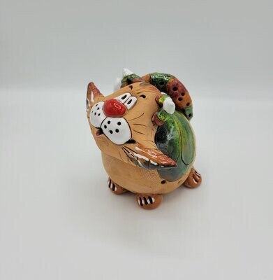Garten Kugel Keramik Katze klein