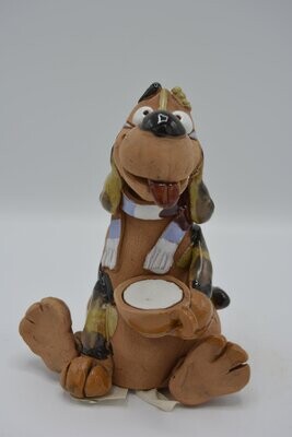 Räucherfigur Keramik Hund mit Tasse