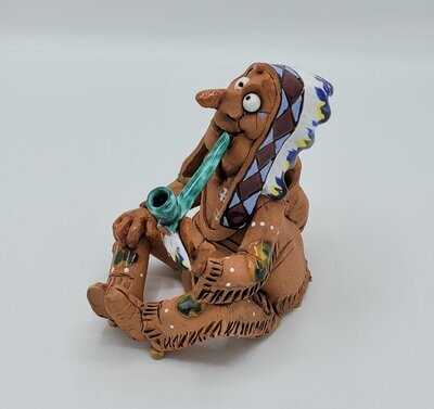Räucherfigur Keramik Indianer rauchend