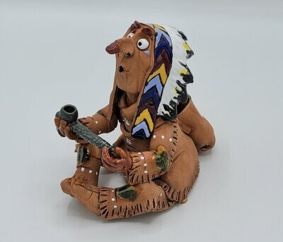 Räucherfigur Keramik Indianer mit Pfeife