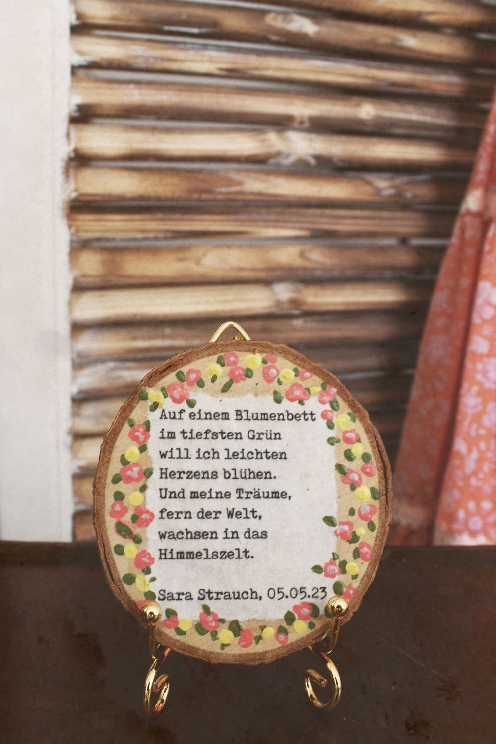 Holzbild mit Gedicht