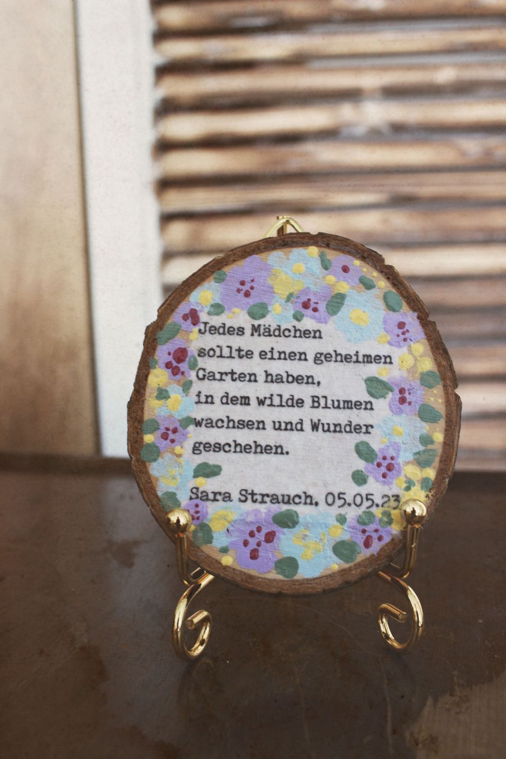 Holzbild mit Gedicht