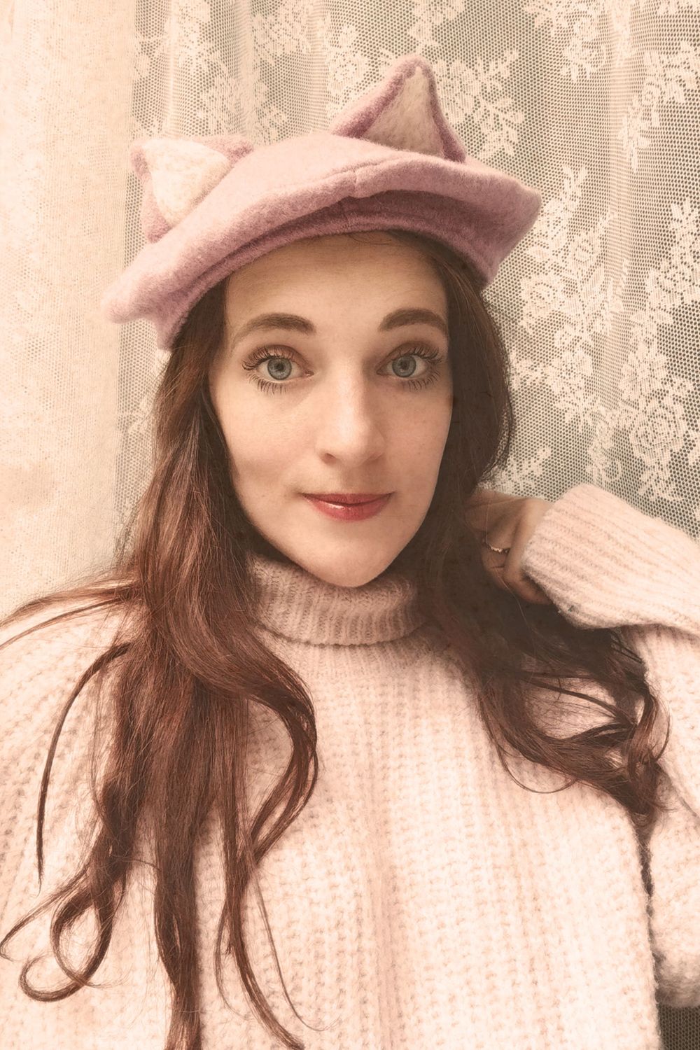 Barett Mütze Katze Flieder/Rosa Barett Mütze Katze Flieder/Rosa