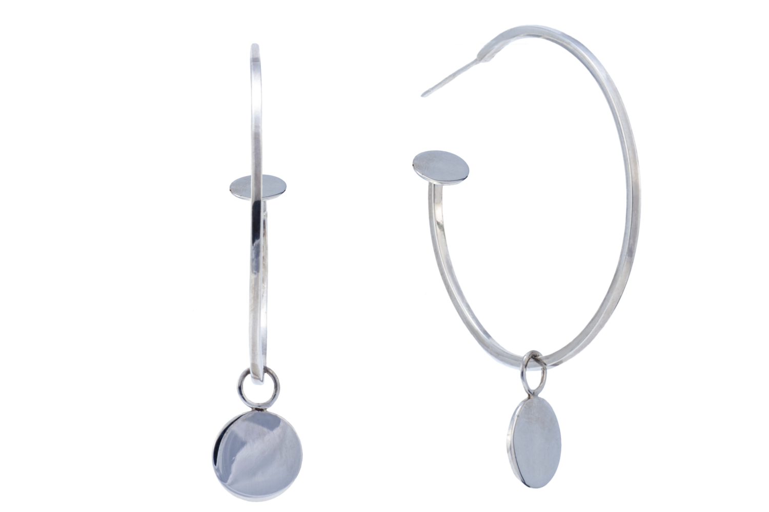 G-Candy Hoops in Silver with Mini Discs G-Candy Hoops in Silver with Mini Discs