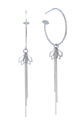 G-Candy Hoops in Silver with Protea and Tassel Charms