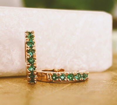 Gold Huggie with Emeralds