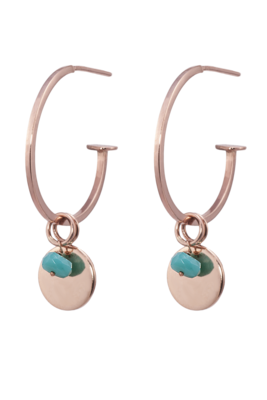 G-Candy Hoops In Gold with Turquoise Drops & Mini Discs