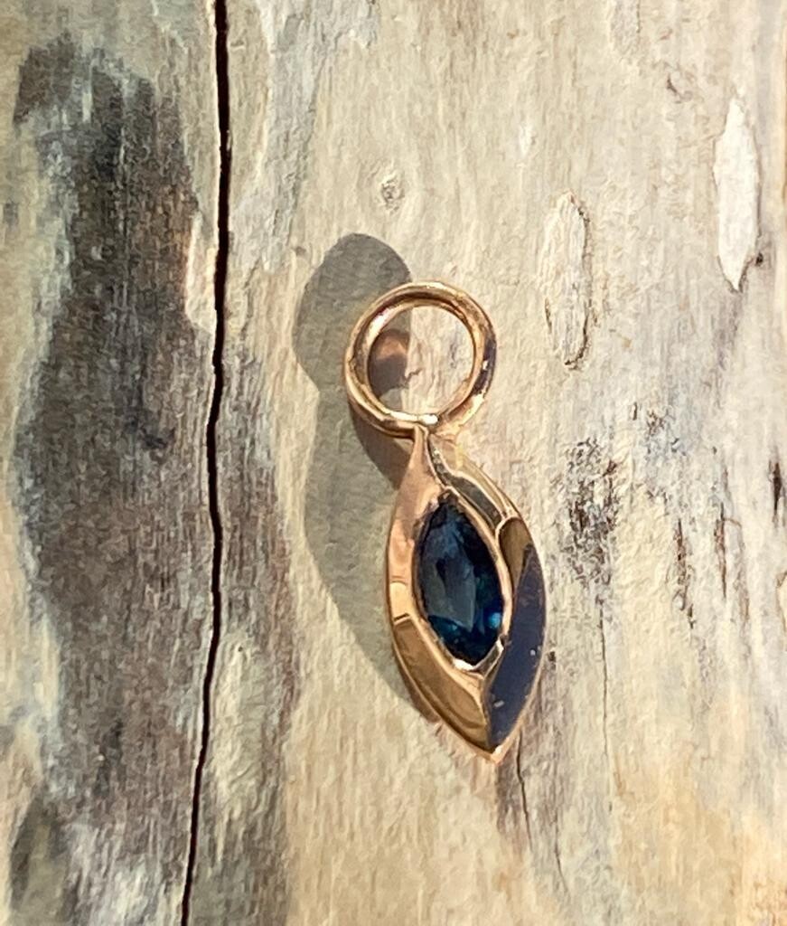 Marquis Eye with Blue Sapphire Earring Charm