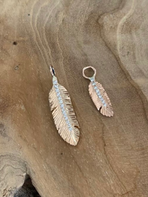 Feather and Diamond Necklace Pendant