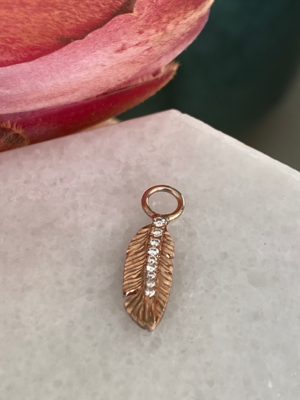 Gold Feather and Diamond Earring Charm