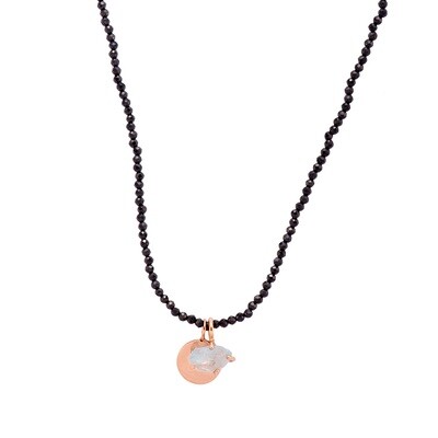 Mikayla Necklace with Disc and Raw Aquamarine Charm