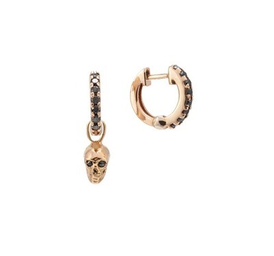 Black Diamond Huggies with Vivre Skull Charm Black Diamond Huggies with Vivre Skull Charm
