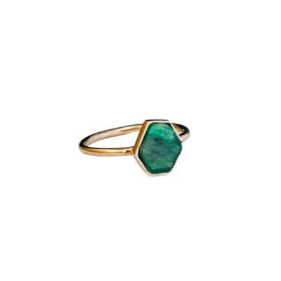 Raw Emerald Slice Ring